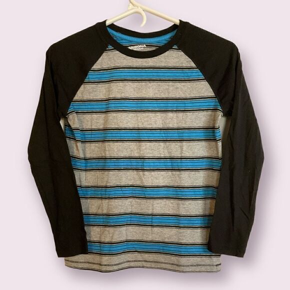 Arizona Jeans Co Boys Striped Long Sleeve Tee Shirt - Picture 1 of 3